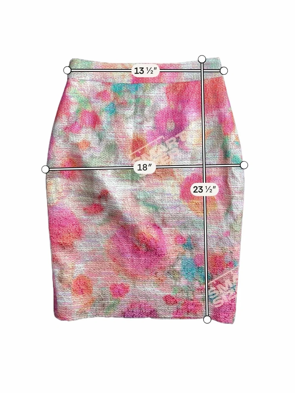 Kate Spade Floral Pencil Skirt Size 2 Metallic Tweed Watercolor Pink Gold NWOT